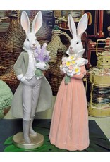 C&E Giftware Beelden Collectables - Konijn in Lange Jas met Bloemen beeldje 53cm
