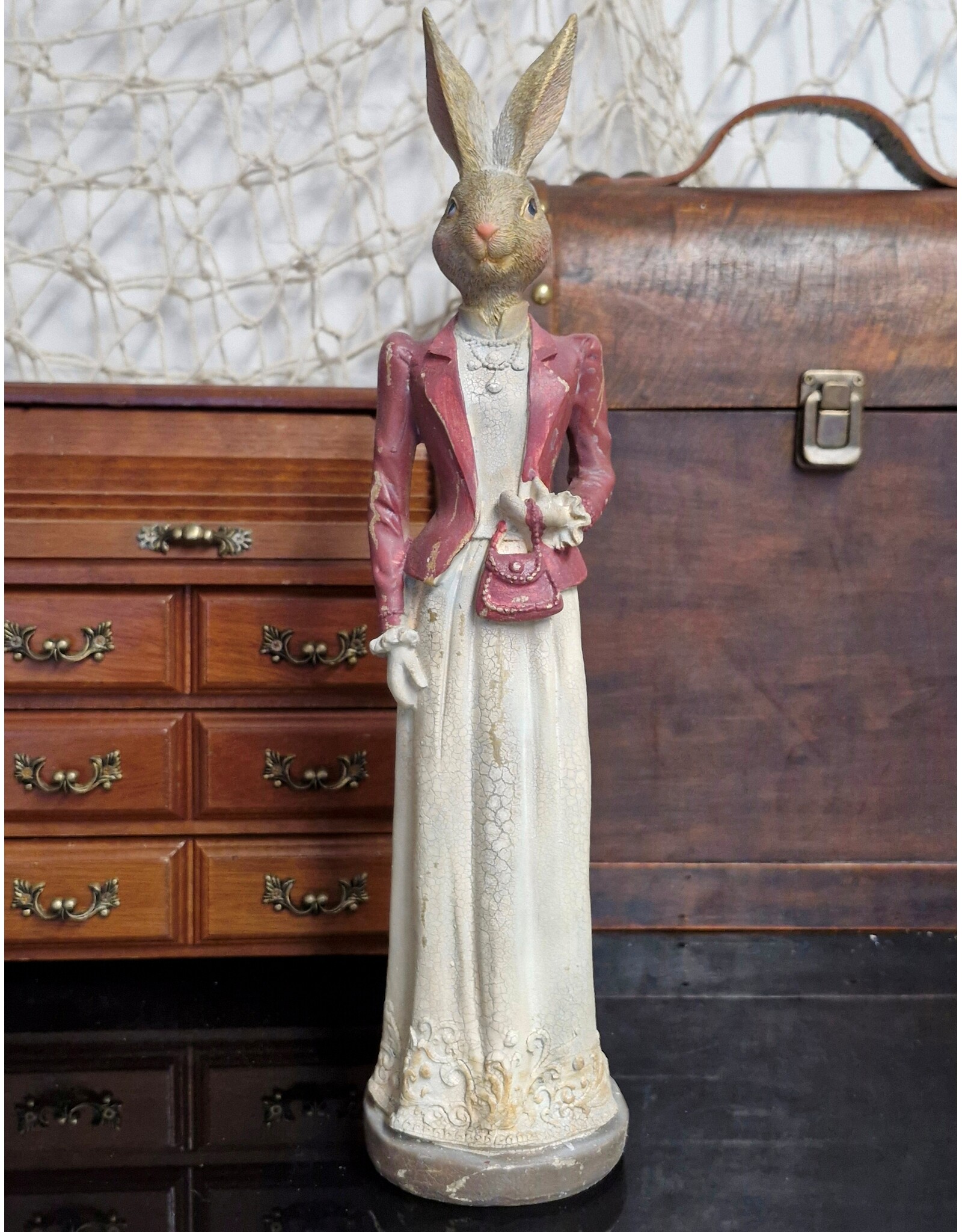C&E Giftware Figurines Collectables -  Rabbit Female in Long Dress with Evening Bag 35cm