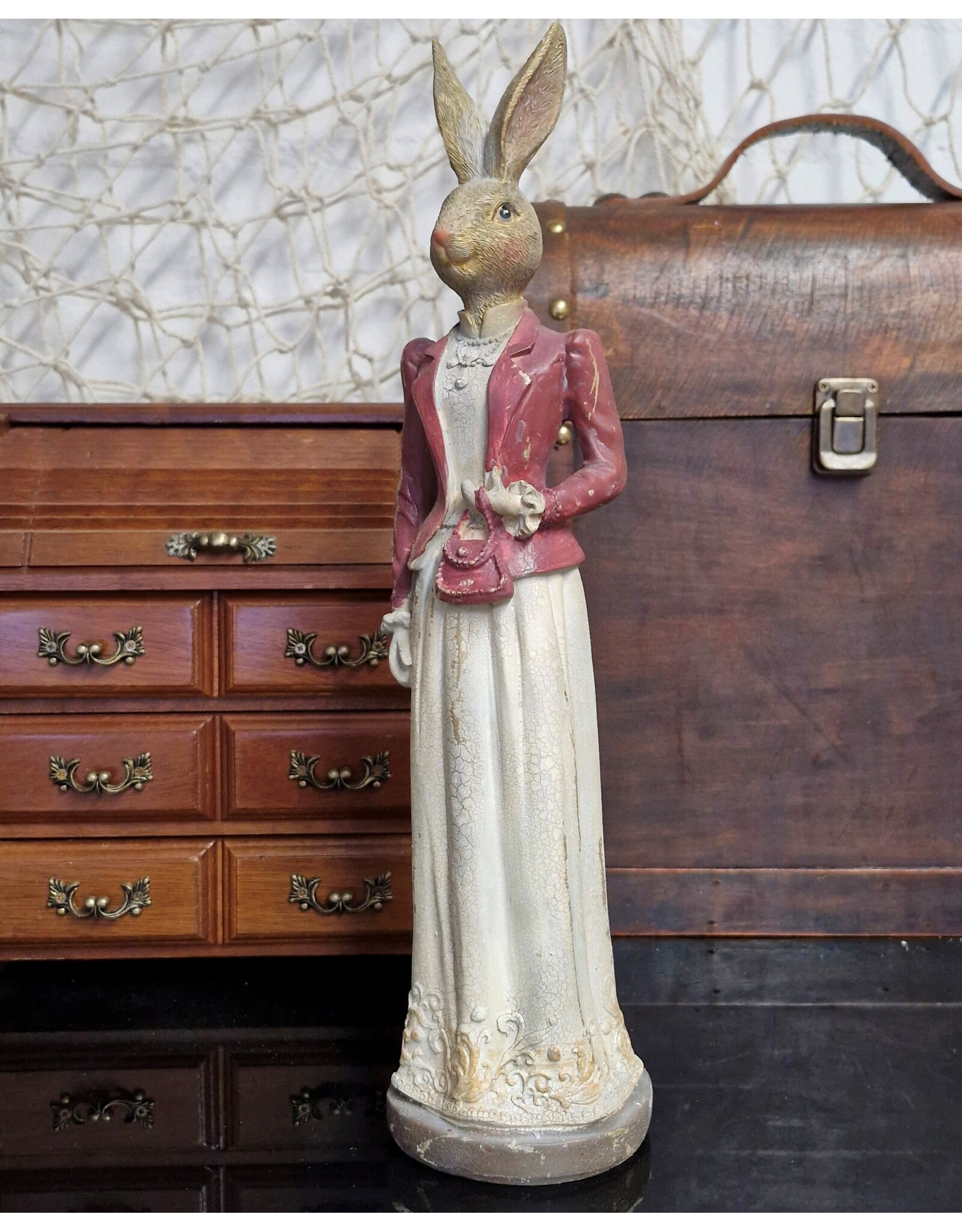 C&E Giftware Figurines Collectables -  Rabbit Female in Long Dress with Evening Bag 35cm