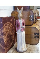 C&E Giftware Beelden Collectables -  Konijn Vrouwtje in Lange Jurk met Avondtasje 35cm
