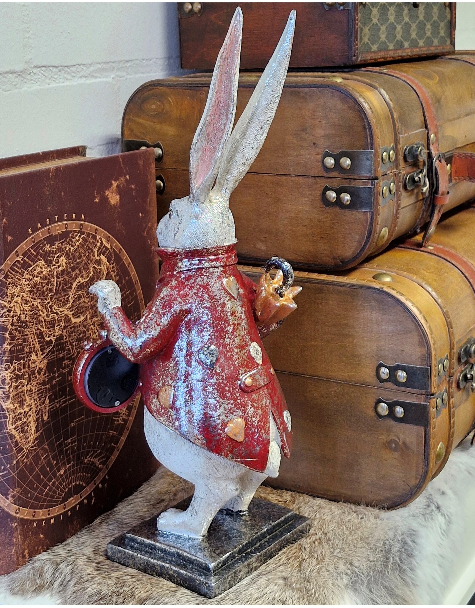 C&E Giftware Figurines Collectables - Rabbit with Clock and Umbrella figurine 38 cm