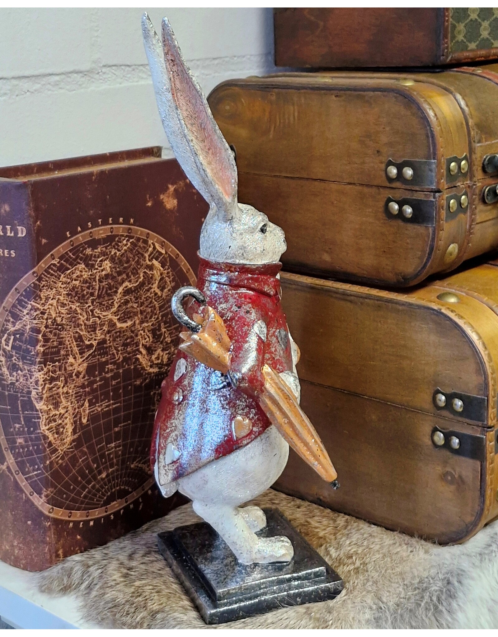 C&E Giftware Figurines Collectables - Rabbit with Clock and Umbrella figurine 38 cm