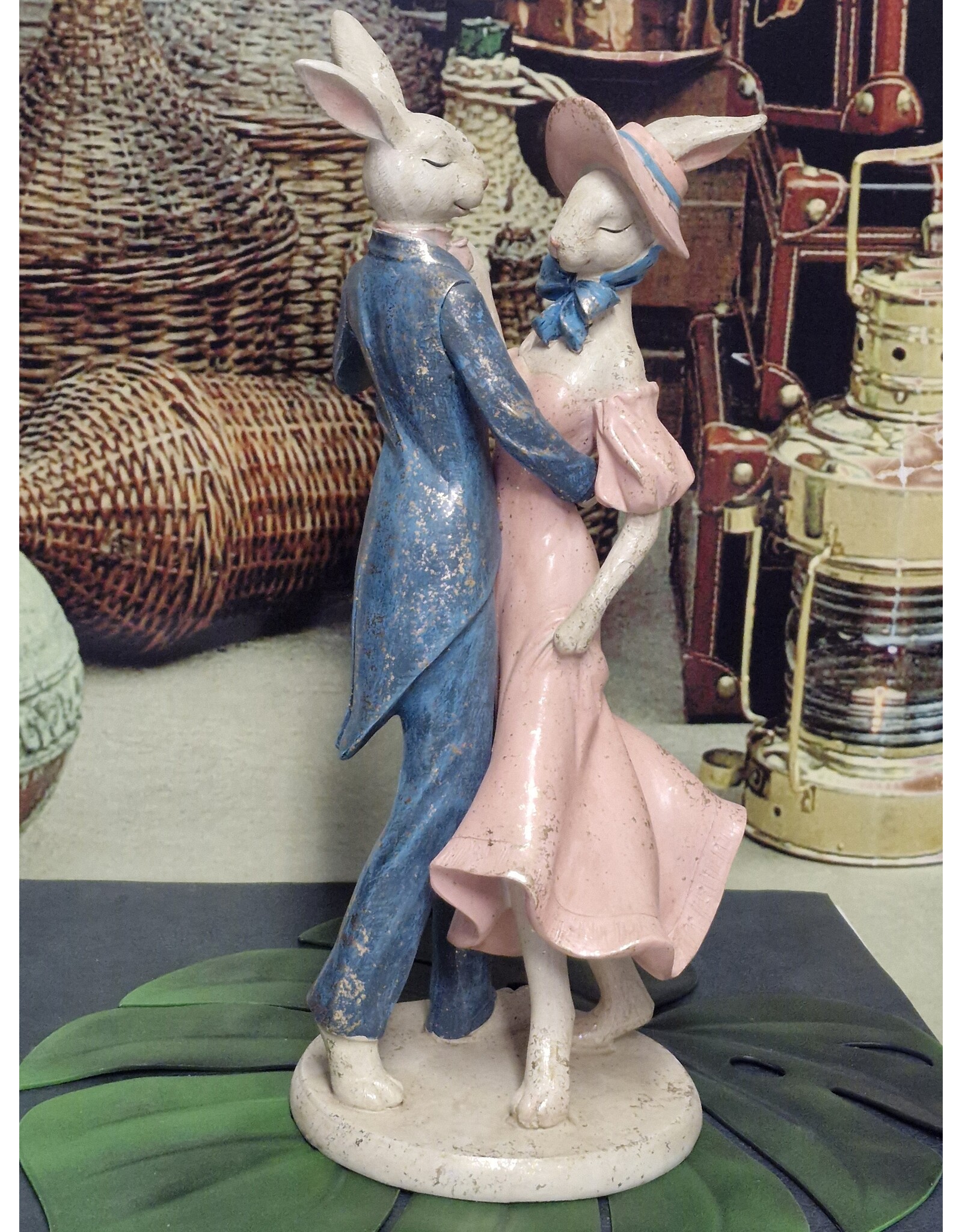 C&E Giftware Figurines Collectables - Rabbit Couple Dancing Retro style figurine 47 cm