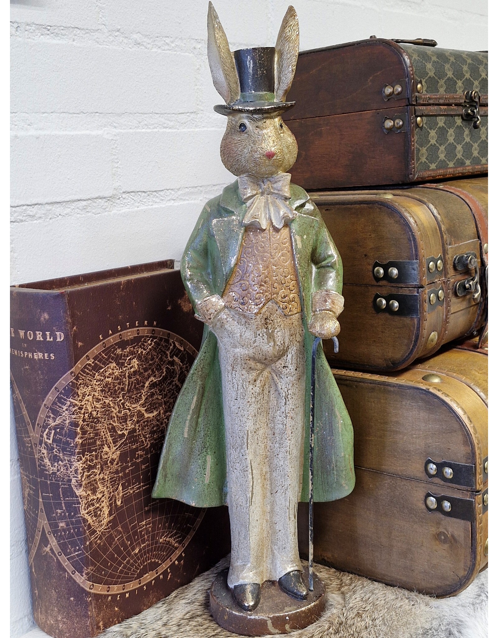 C&E Giftware Figurines Collectables - Rabbit with Top Hat and Long Coat 48cm