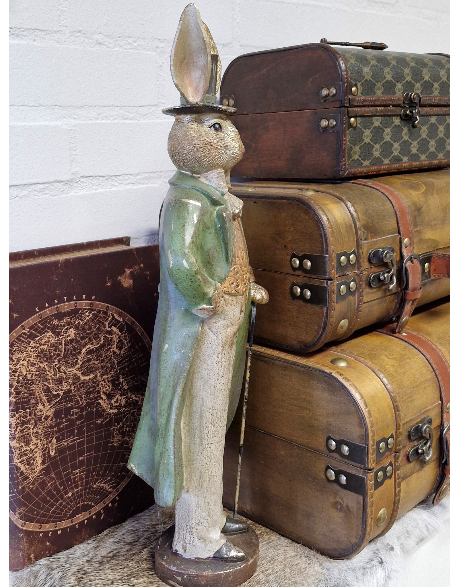 C&E Giftware Figurines Collectables - Rabbit with Top Hat and Long Coat 48cm