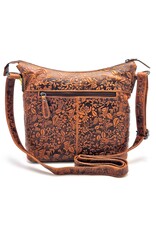 Hutmann Leather bags - Hillburry Shoulder Bag with Embossed Flowers tan