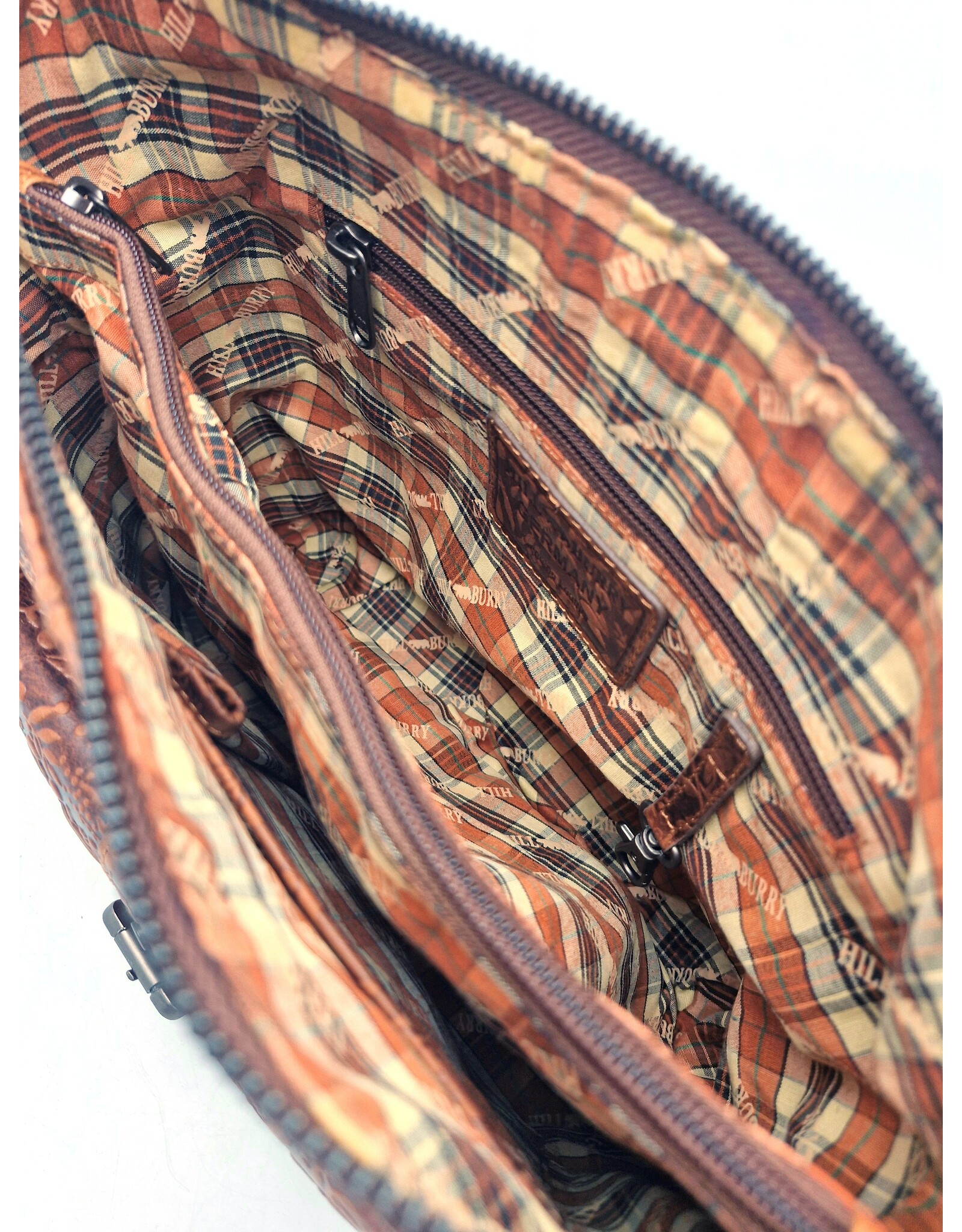 Hutmann Leren tassen - Hillburry  Schoudertas met Relief Bloemen tan