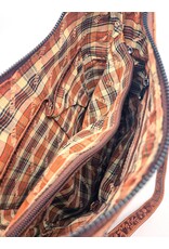 Hutmann Leren tassen - Hillburry  Schoudertas met Relief Bloemen tan