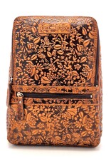 HillBurry Leren rugzakken  Leren shoppers - Hillburry Rugtas met Relief Bloemen bruin