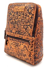HillBurry Leather backpacks Leather shoppers - Hillburry Backpack with Embossed Flowers, brown