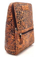 HillBurry Leather backpacks Leather shoppers - Hillburry Backpack with Embossed Flowers, brown