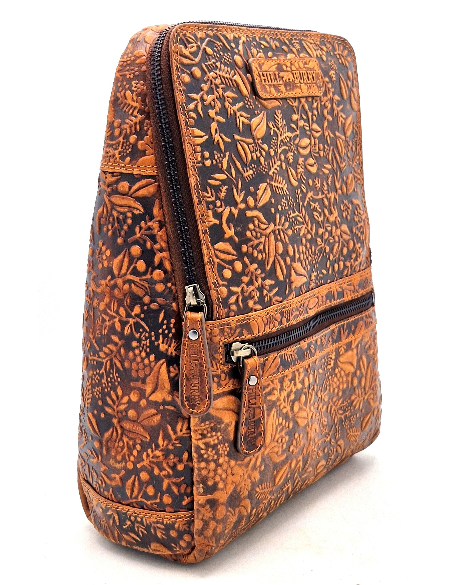 HillBurry Leather backpacks Leather shoppers - Hillburry Backpack with Embossed Flowers, brown