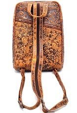 HillBurry Leather backpacks Leather shoppers - Hillburry Backpack with Embossed Flowers, brown