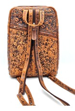 HillBurry Leather backpacks Leather shoppers - Hillburry Backpack with Embossed Flowers, brown