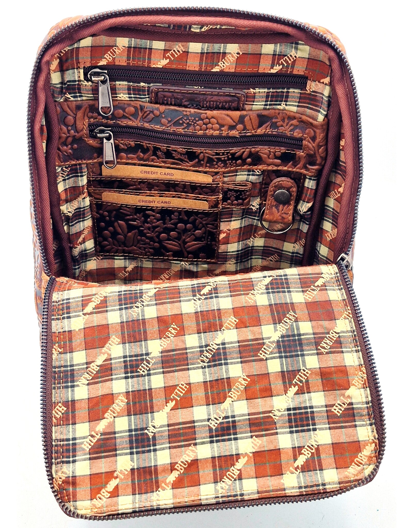 HillBurry Leather backpacks Leather shoppers - Hillburry Backpack with Embossed Flowers, brown