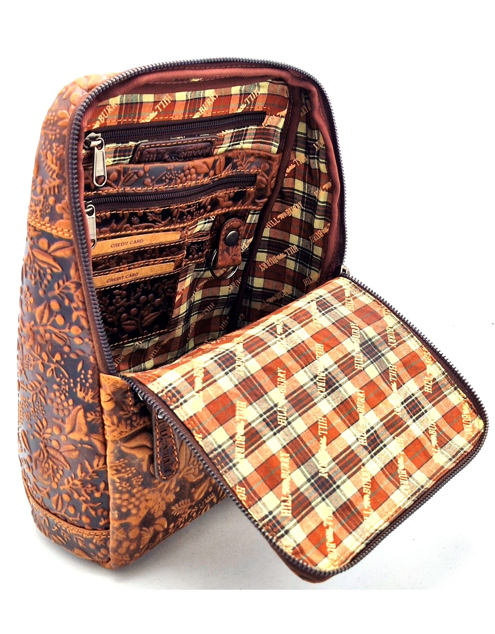 HillBurry Leather backpacks Leather shoppers - Hillburry Backpack with Embossed Flowers, brown