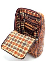 HillBurry Leren rugzakken  Leren shoppers - Hillburry Rugtas met Relief Bloemen bruin