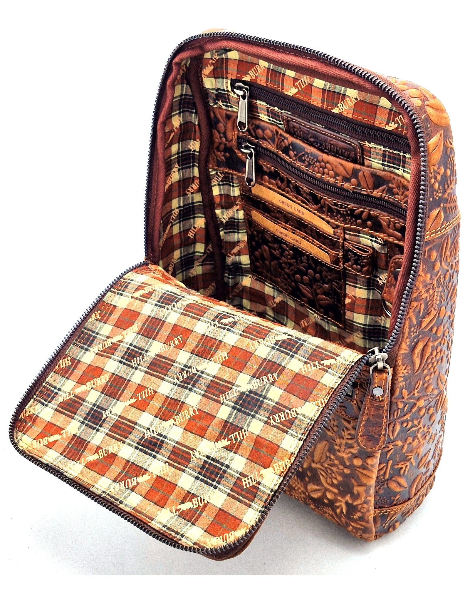 HillBurry Leather backpacks Leather shoppers - Hillburry Backpack with Embossed Flowers, brown