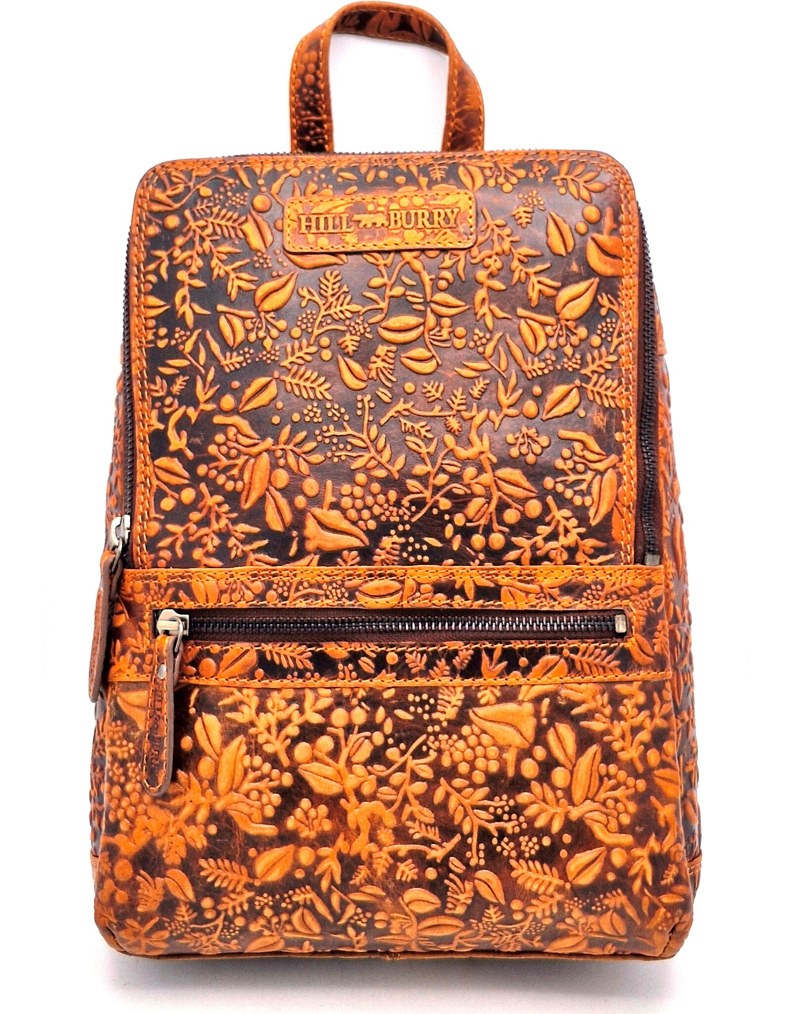 HillBurry Leather backpacks Leather shoppers - Hillburry Backpack with Embossed Flowers, brown