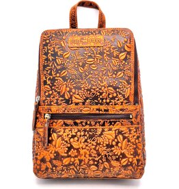 HillBurry Hillburry Backpack with Embossed Flowers, brown