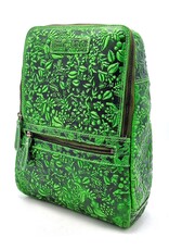 HillBurry Leather backpacks Leather shoppers - Hillburry Backpack with Relief Flowers green
