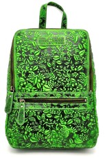 HillBurry Leather backpacks Leather shoppers - Hillburry Backpack with Relief Flowers green