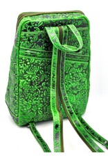 HillBurry Leather backpacks Leather shoppers - Hillburry Backpack with Relief Flowers green