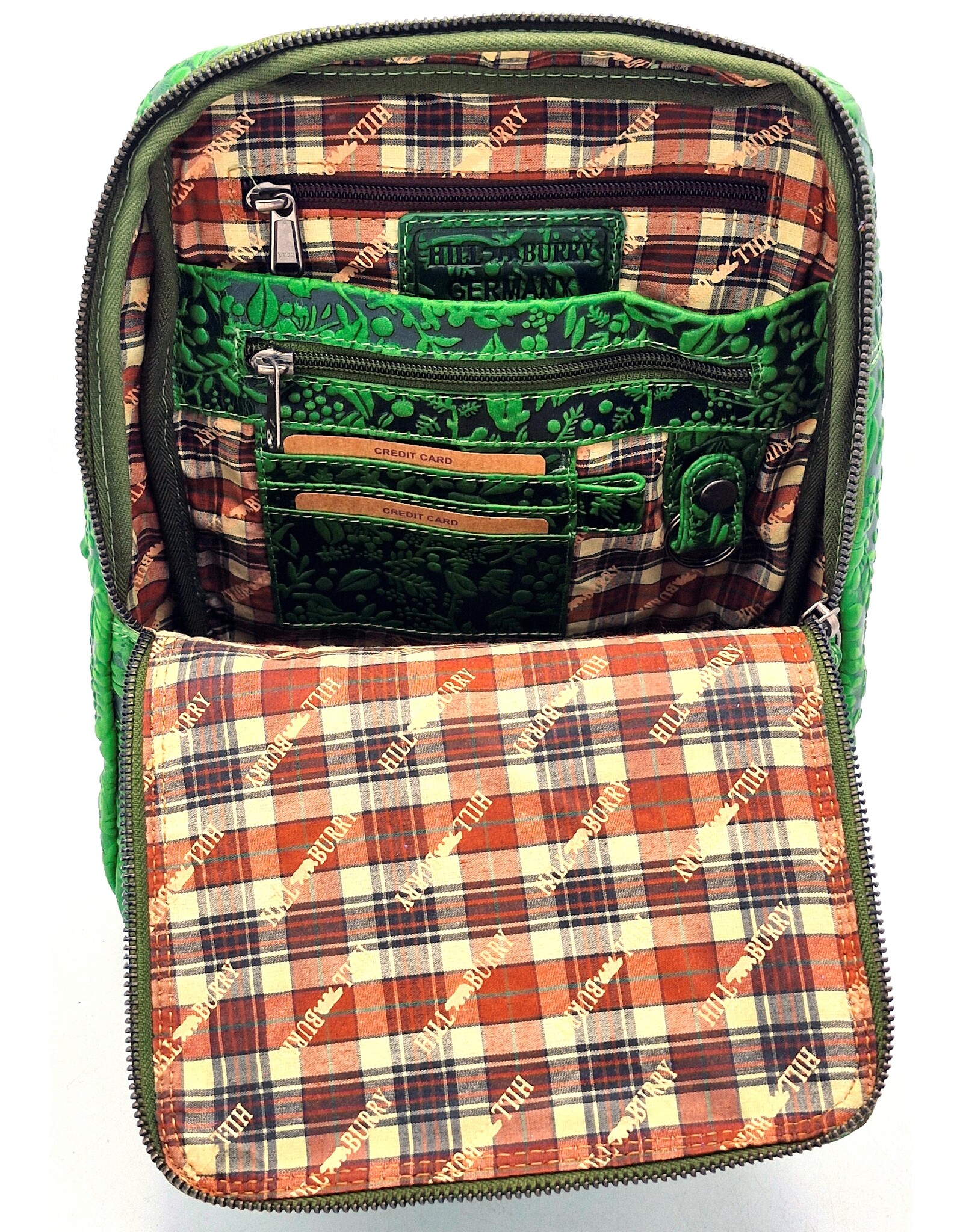 HillBurry Leather backpacks Leather shoppers - Hillburry Backpack with Relief Flowers green