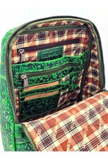 HillBurry Leather backpacks Leather shoppers - Hillburry Backpack with Relief Flowers green