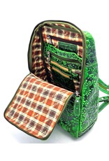 HillBurry Leren rugzakken  Leren shoppers - Hillburry Rugtas met Relief Bloemen groen