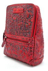 HillBurry Leather backpacks Leather shoppers - Hillburry Backpack with Relief Flowers red