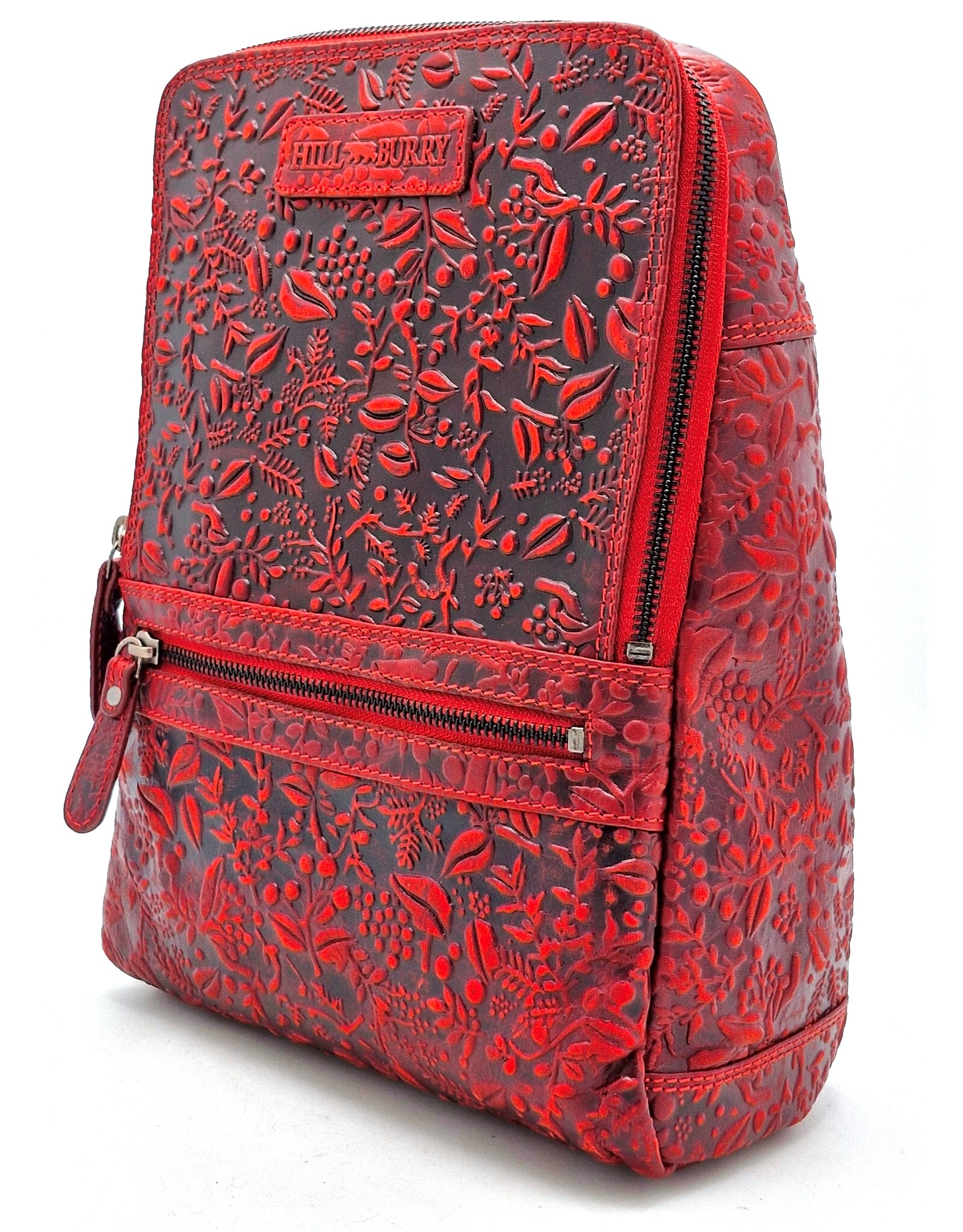 HillBurry Leather backpacks Leather shoppers - Hillburry Backpack with Relief Flowers red