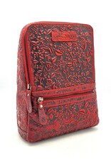 HillBurry Leather backpacks Leather shoppers - Hillburry Backpack with Relief Flowers red