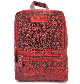 HillBurry Hillburry Rugtas met Relief Bloemen rood