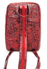 HillBurry Leather backpacks Leather shoppers - Hillburry Backpack with Relief Flowers red