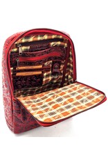 HillBurry Leren rugzakken  Leren shoppers - Hillburry Rugtas met Relief Bloemen rood