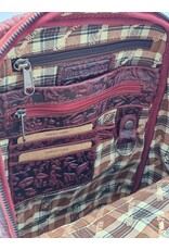 HillBurry Leather backpacks Leather shoppers - Hillburry Backpack with Relief Flowers red