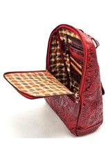 HillBurry Leather backpacks Leather shoppers - Hillburry Backpack with Relief Flowers red