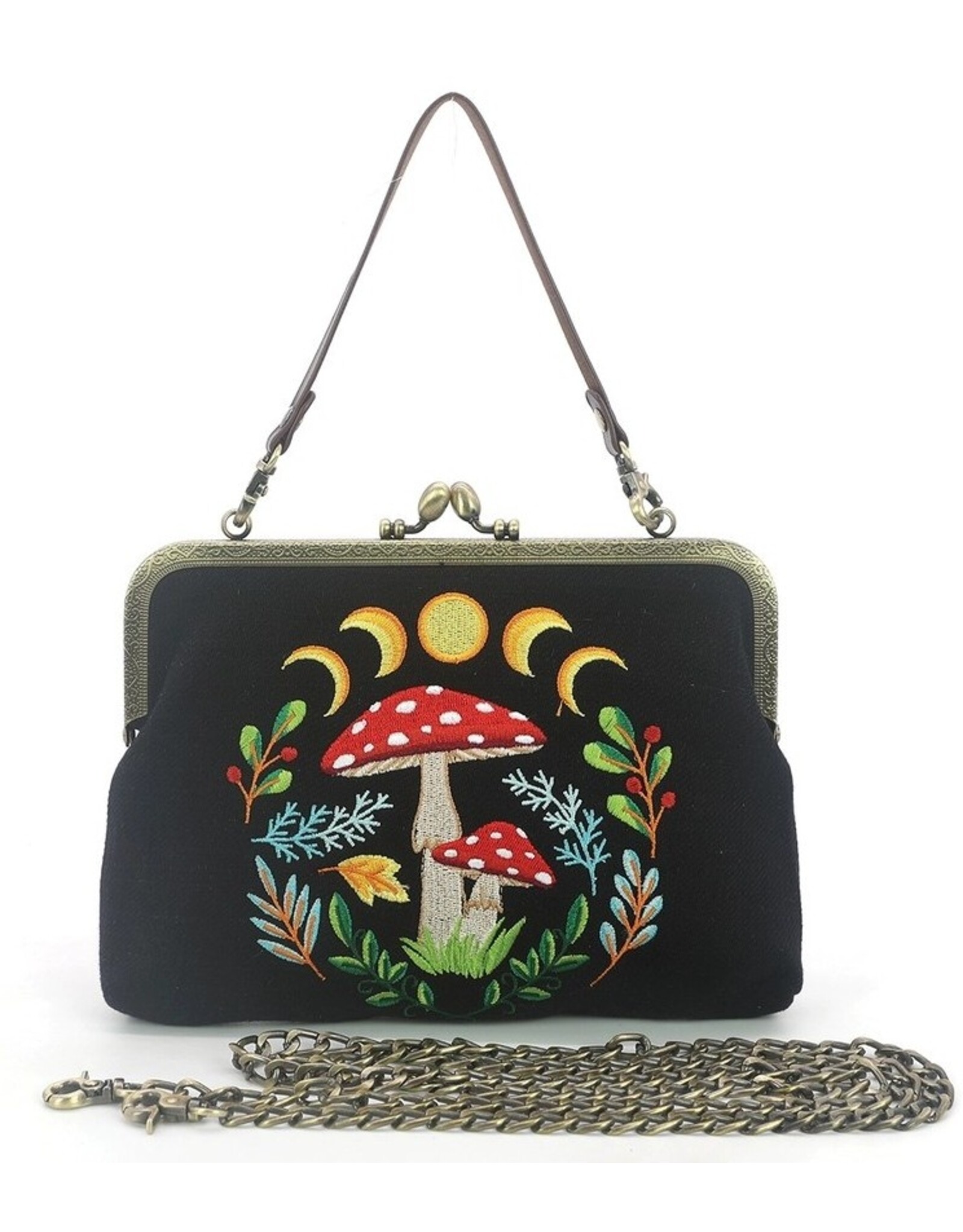 Trukado Retro tassen Vintage tassen - Selestial Mushroom Vintage Kusslot Tas  Geborduurd op canvas