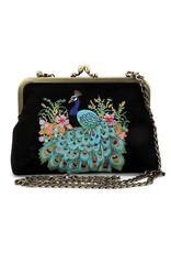 Trukado Retro bags  Vintage bags - Peacock Vintage Kisslock Bag Embroidered in canvas