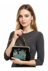 Trukado Retro tassen Vintage tassen - Pauw Vintage Kusslot Tas  Geborduurd op canvas