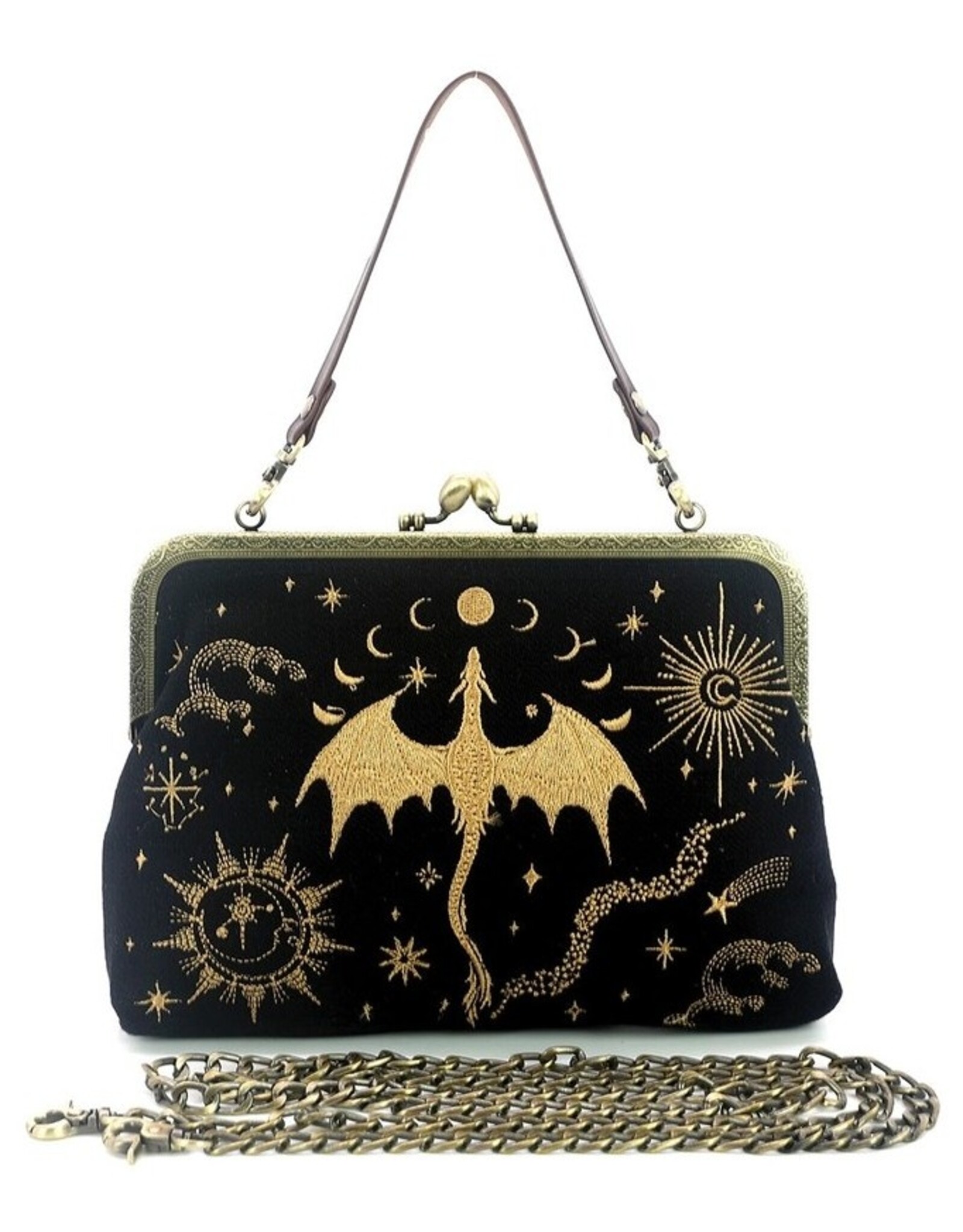 Trukado Retro tassen Vintage tassen - Celestial Dragon Vintage Kusslot Tas  Geborduurd