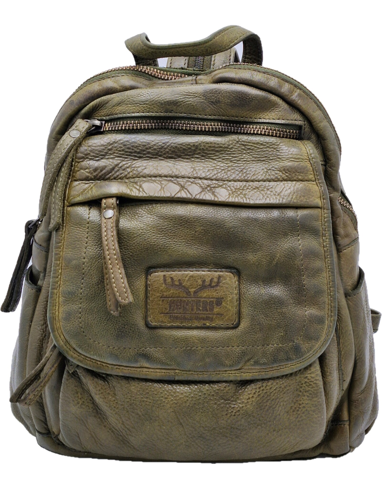 Hunters Leather backpacks Leather shoppers - Hunters Leather Backpack Washed Leather Green