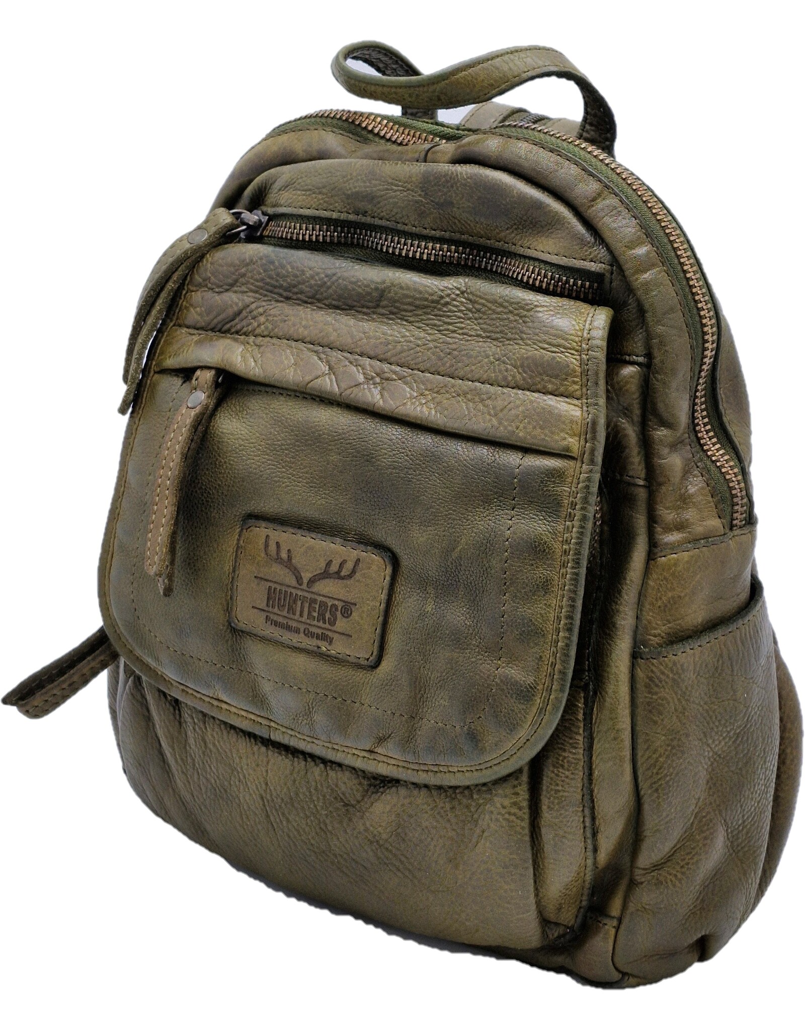 Hunters Leather backpacks Leather shoppers - Hunters Leather Backpack Washed Leather Green