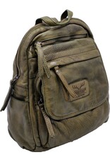 Hunters Leren rugzakken  Leren shoppers - Hunters Leren Rugzak Gewassen Leer groen