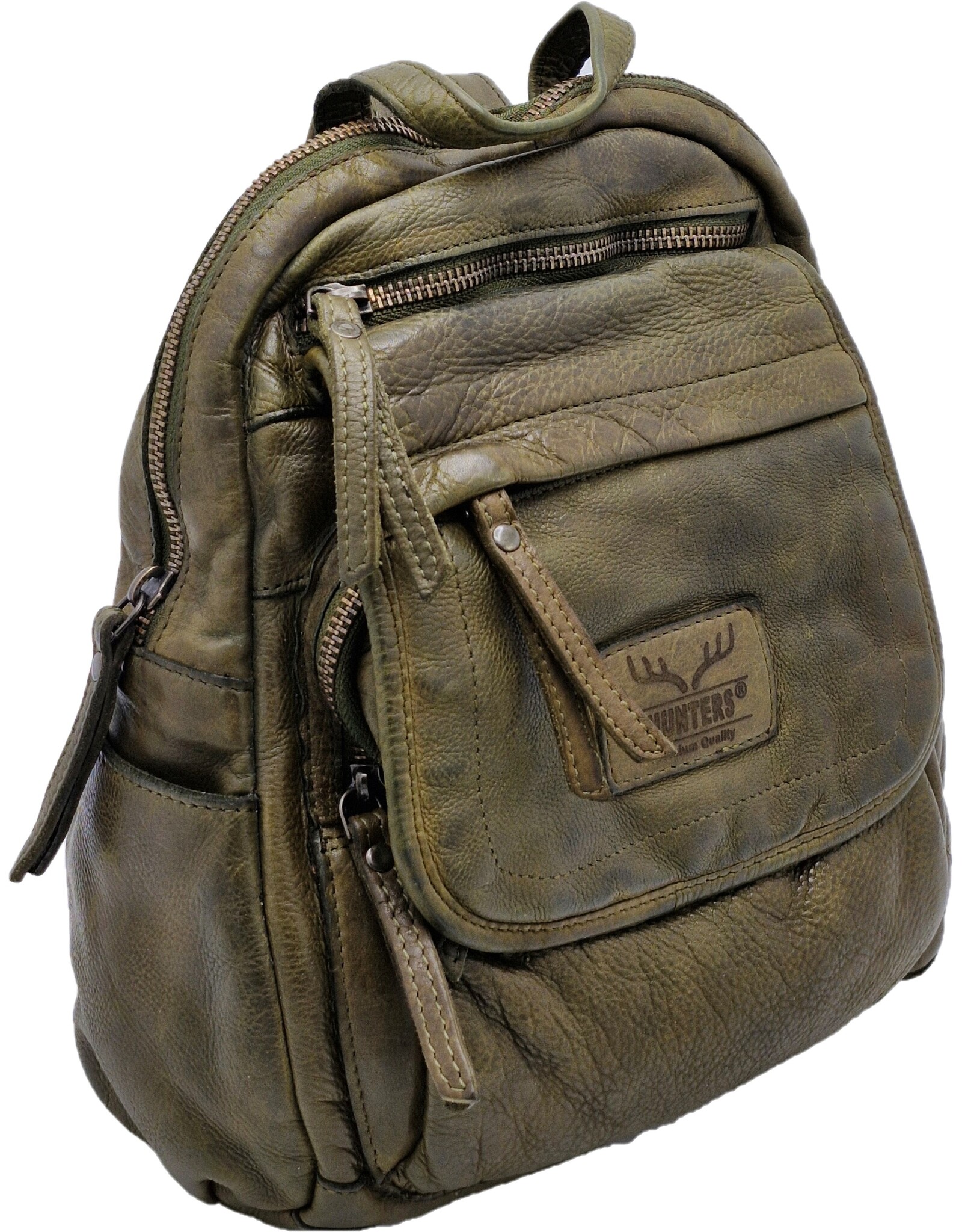 Hunters Leather backpacks Leather shoppers - Hunters Leather Backpack Washed Leather Green