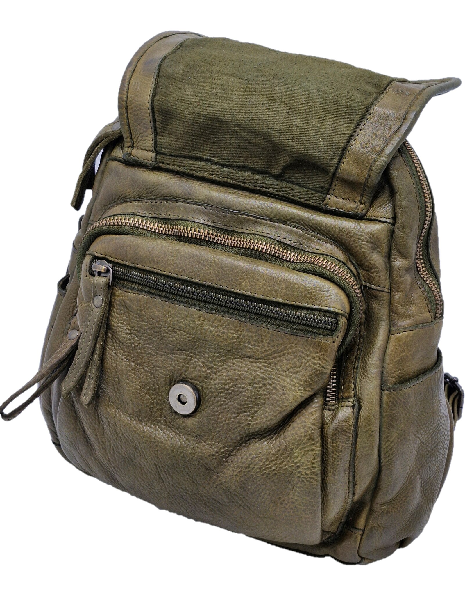 Hunters Leren rugzakken  Leren shoppers - Hunters Leren Rugzak Gewassen Leer groen