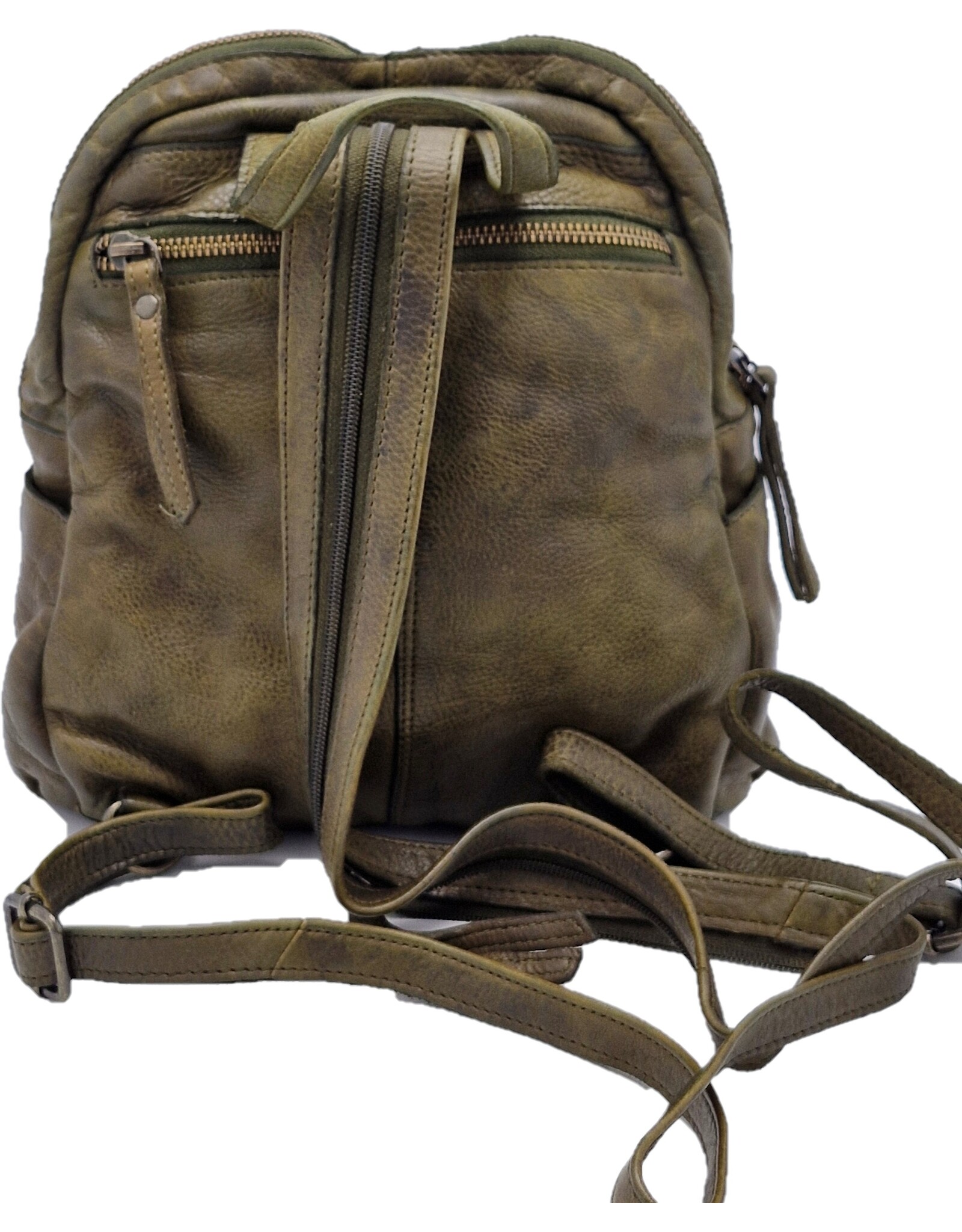 Hunters Leather backpacks Leather shoppers - Hunters Leather Backpack Washed Leather Green