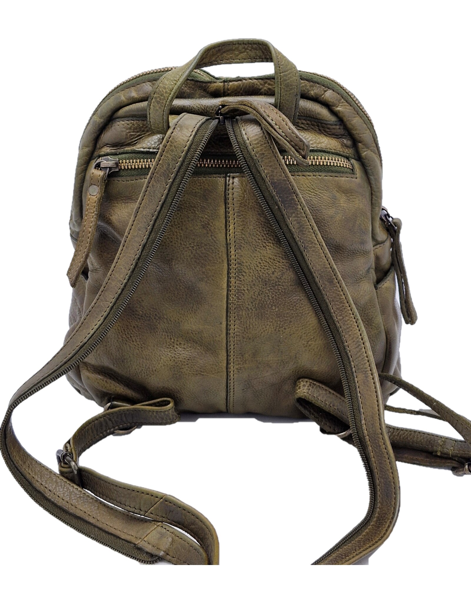 Hunters Leren rugzakken  Leren shoppers - Hunters Leren Rugzak Gewassen Leer groen