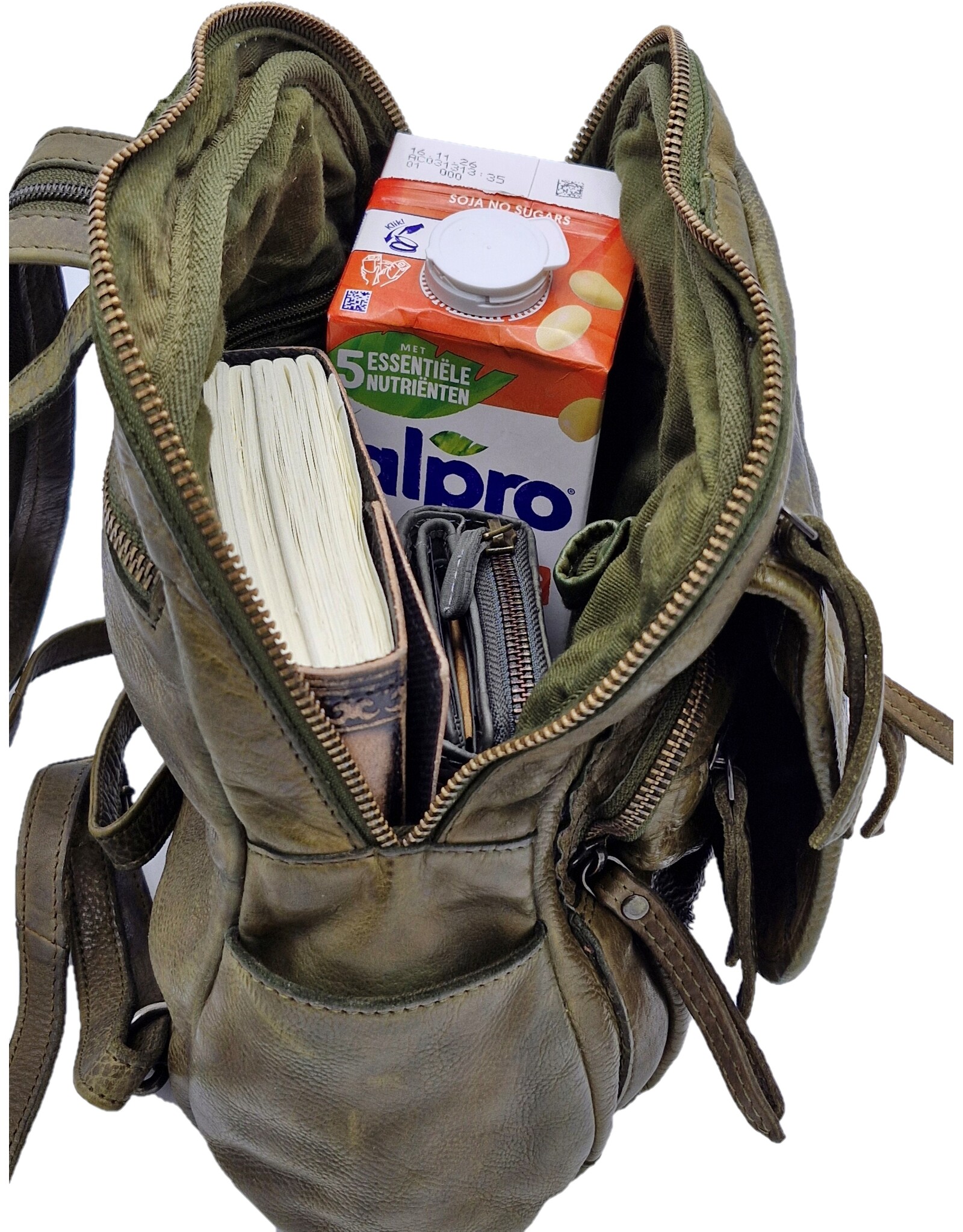 Hunters Leather backpacks Leather shoppers - Hunters Leather Backpack Washed Leather Green